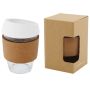 360 ml borosilicate glass thermal cup with cork handle and silicone lid 