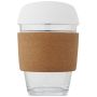 360 ml borosilicate glass thermal cup with cork handle and silicone lid 