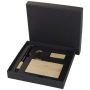 Gift set with RCS recycled aluminium ballpoint pen, keyring, and RFID card holder 
