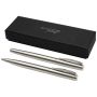 Set of ballpoint pen and rollerball pen in recycled stainless steel