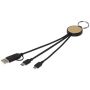 6-in-1 charging cable made from recycled plastic/bamboo with keyring 