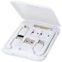 Modular charging cable made from recycled plastic with smartphone stand 