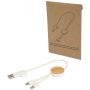 27W 30cm Fast Charging and Data Sync Cable, 5-in-1, made from recycled plastic with bamboo details 