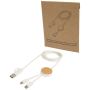 27W 150cm fast charging and data synchronisation cable made from recycled plastic 5-in-1 with bamboo details 