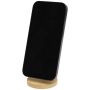 Foldable magnetic phone holder made from recycled plastic with bamboo details 