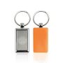 Rectangular plastic and metal keyring
