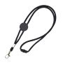 Tubular polyester lanyard with adjustment and carabiner