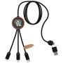 40W luminous logo charging cable 5-in-1 RPET with round wooden box 