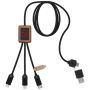 40W luminous logo RPET 5-in-1 charging cable with a square wooden box 