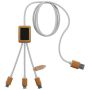 RPET 3-in-1 luminous logo charging cable with bamboo square case 
