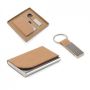 GOSLING Set comprising a card holder and key holder, both in metal and cork