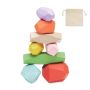 Set of 8 wooden stones in a pouch