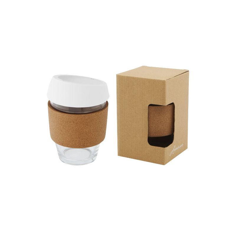 360 ml borosilicate glass thermal cup with cork handle and silicone lid "Lidan"