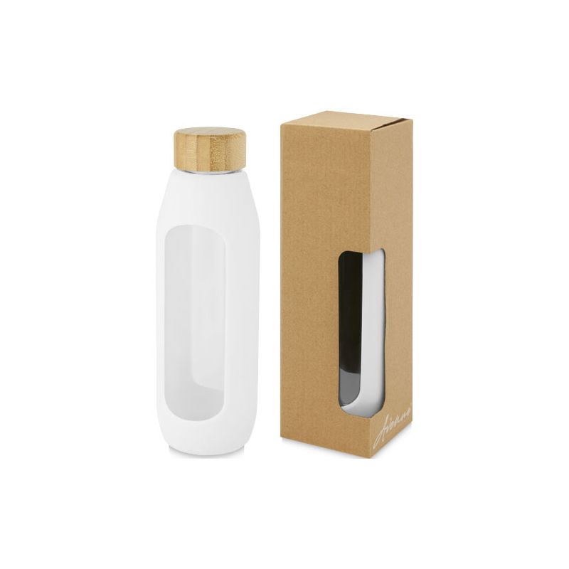 Garrafa de vidro borossilicato de 600 ml com pega de silicone "Tidan"