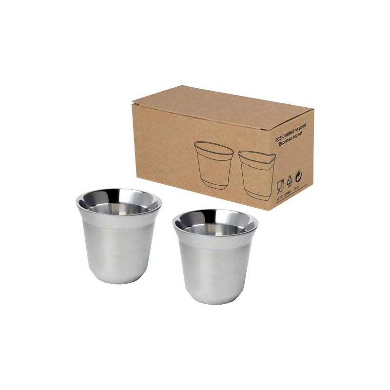 Set of 80 ml RCS certified stainless steel espresso cups "Duo"