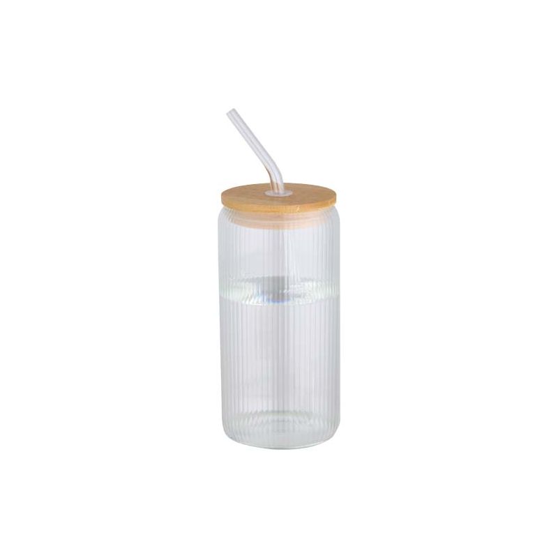500 ml single-walled borosilicate glass jar with bamboo lid "Mirage"
