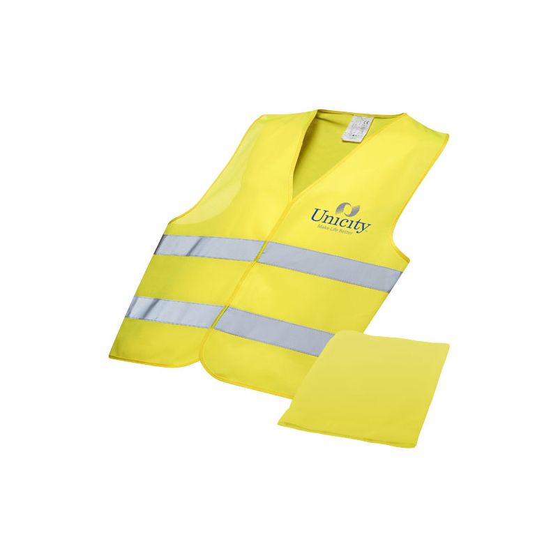 "Watch-out" professional use safety vest in pouch