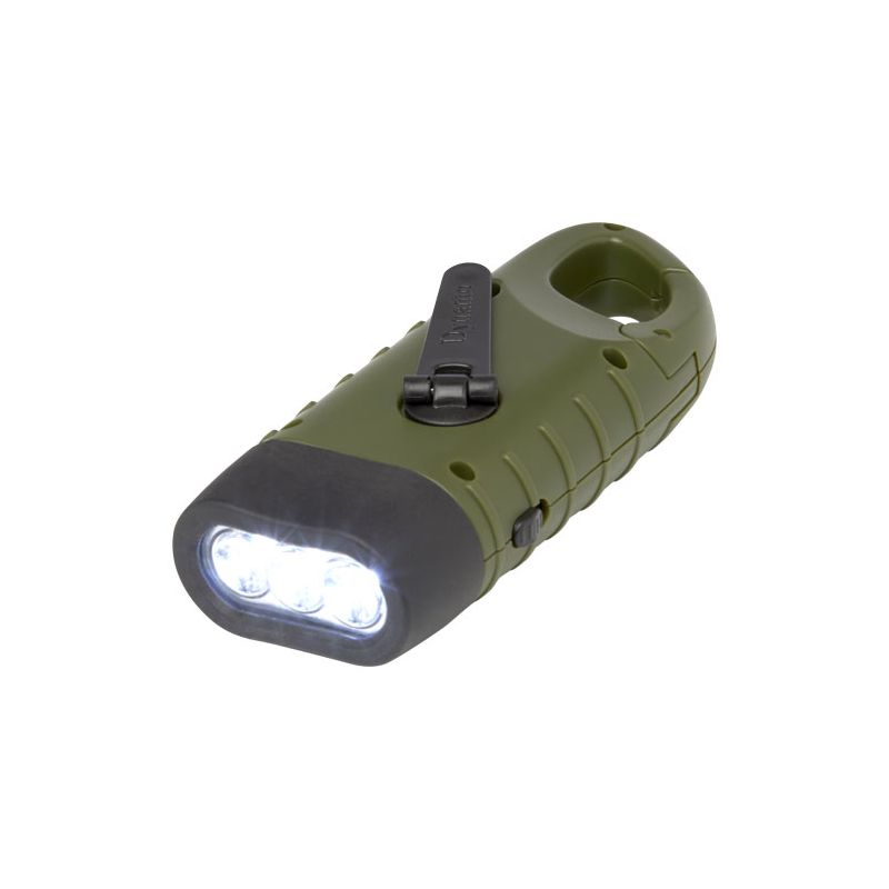 Solar dynamo torch with recycled plastic carabiner "Helios"