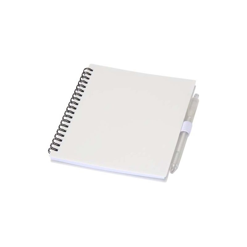 Set of softcover notepad and recycled plastic ballpoint pen (blue ink) "Niove"