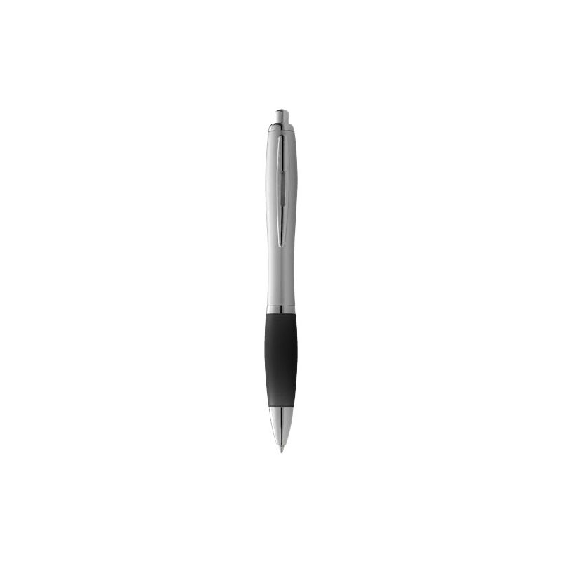 Ballpoint pen with silver barrel and coloured grip "Nash" (blue ink)