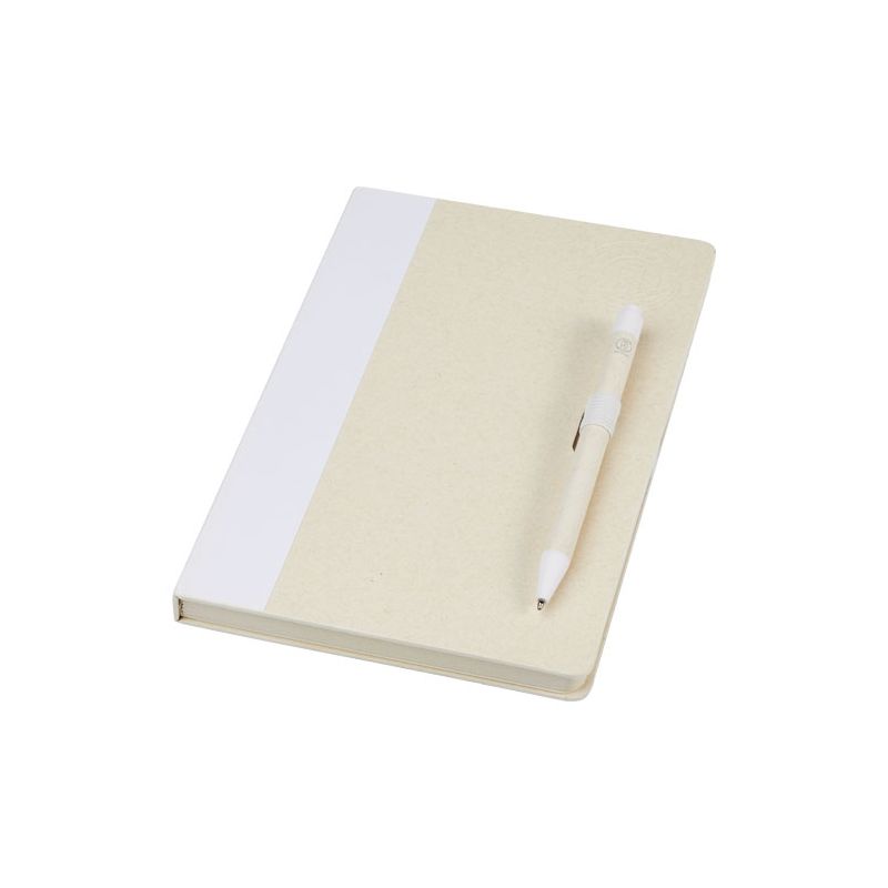 Set of ballpoint pen and A5 notepad "Dairy Dream" made from recycled milk cartons