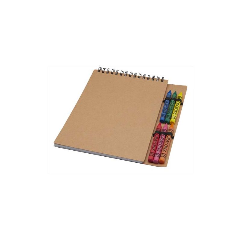 A5 softcover spiral notebook and "Doodle" wax crayon set