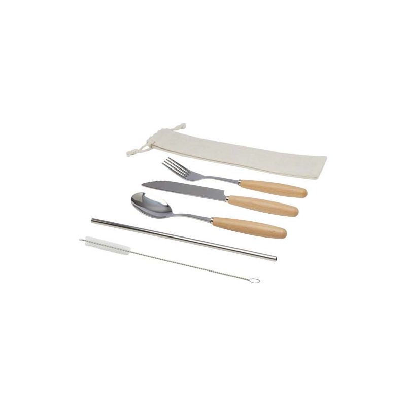 5-piece "Root" beech wood and stainless steel cutlery set