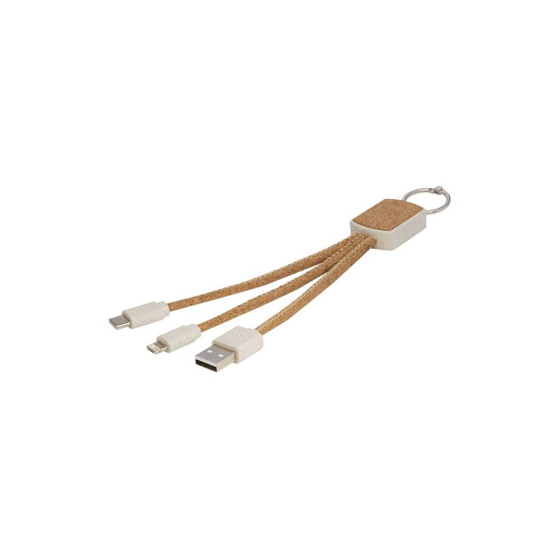 "Bates" 3-in-1 wheat straw and cork charging cable