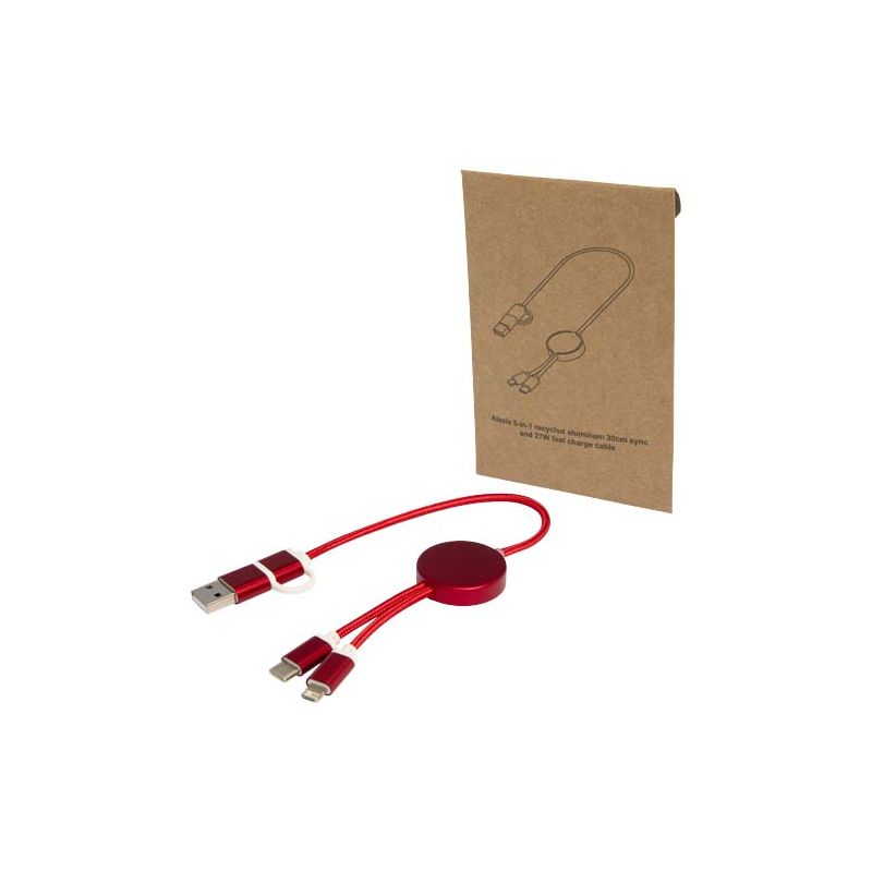 27W 30cm aluminium and recycled plastic 5-in-1 "Alasia" fast charging and data sync cable