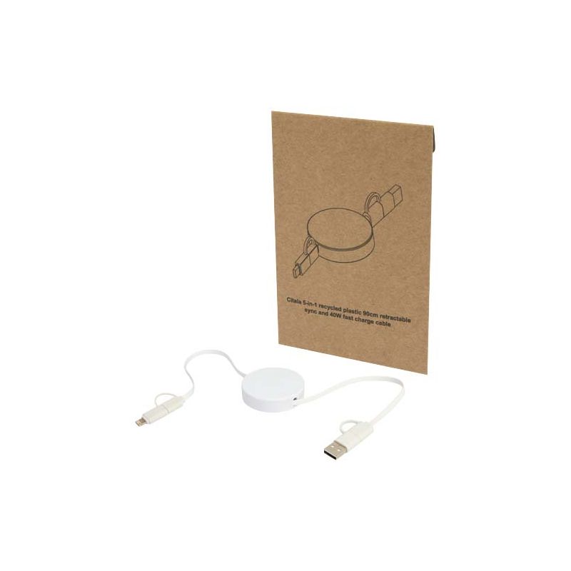 "Citala" 5-in-1 Retractable 90 cm 40 W Fast Charging and Data Sync Cable Made from Recycled Plastic