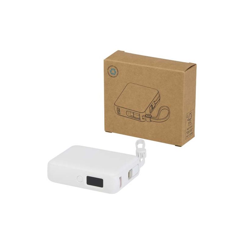10,000 mAh 35 W Power Bank for Tablet with Integrated Type-C Cable – Made from Recycled Plastic "Acrux"