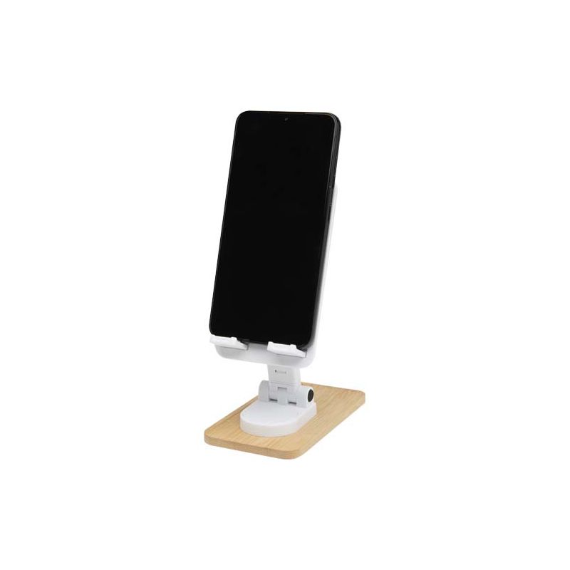 Foldable mobile phone holder for desk made from recycled plastic with bamboo details "Alfirk"