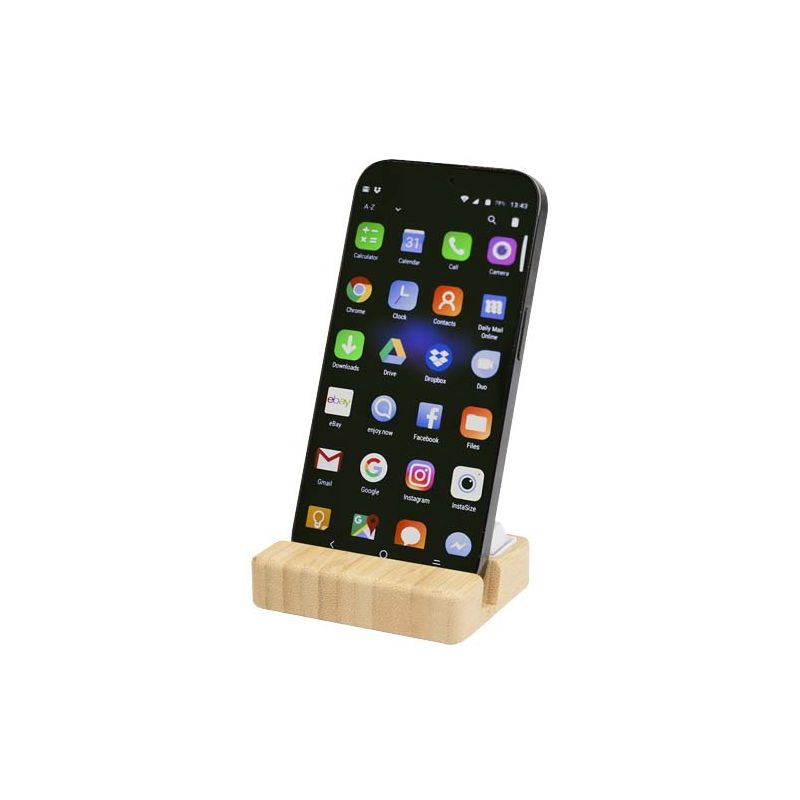 Recycled plastic mobile phone holder with bamboo details "Algol"