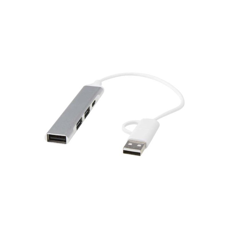 "Alkaid" 4-port recycled aluminium USB-A & Type-C hub with dual input