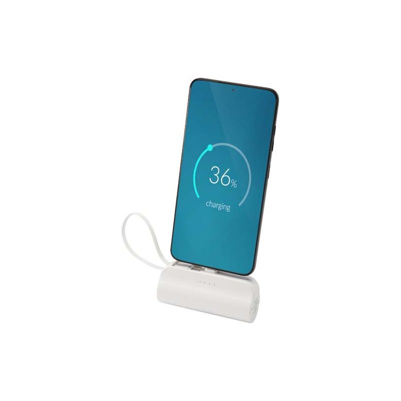 "Alnair" 5,000 mAh 10W recycled plastic Type-C power bank with integrated adjustable stand and 2-in-1 cable