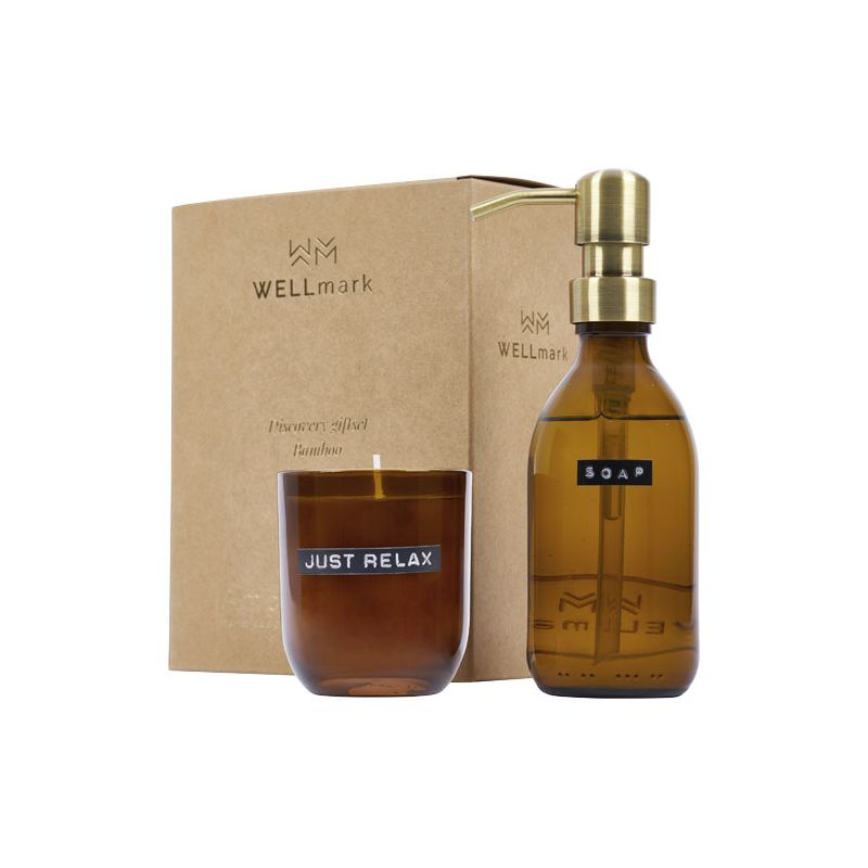Wellmark Discovery Set of Soap Dishes and Scented Candles 200 ml and 150 g – Bamboo Fragrance