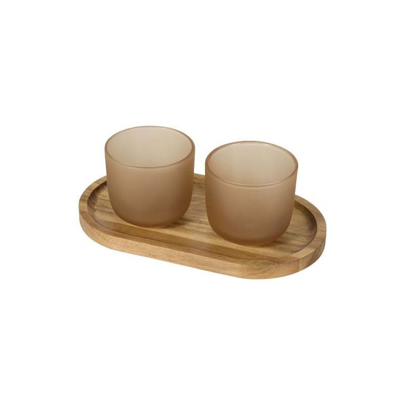 Set of wooden tray and matte-finish glass cups "Male"