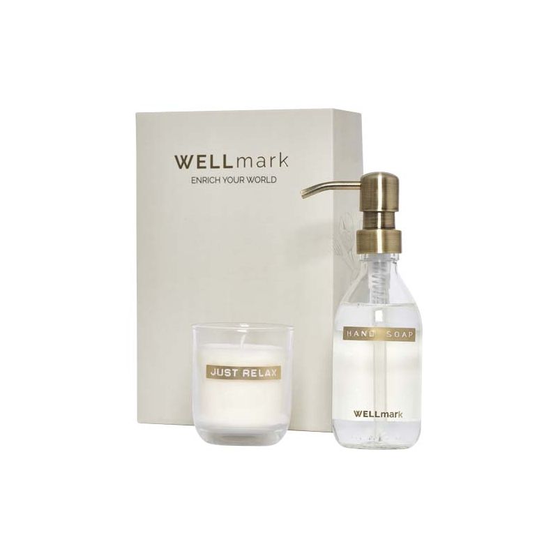 250ml hand soap dispenser and 150g scented candle set "Wellmark Discovery"