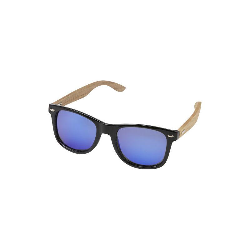 Mirrored polarised sunglasses in RPET/wood in "Hiru" gift box