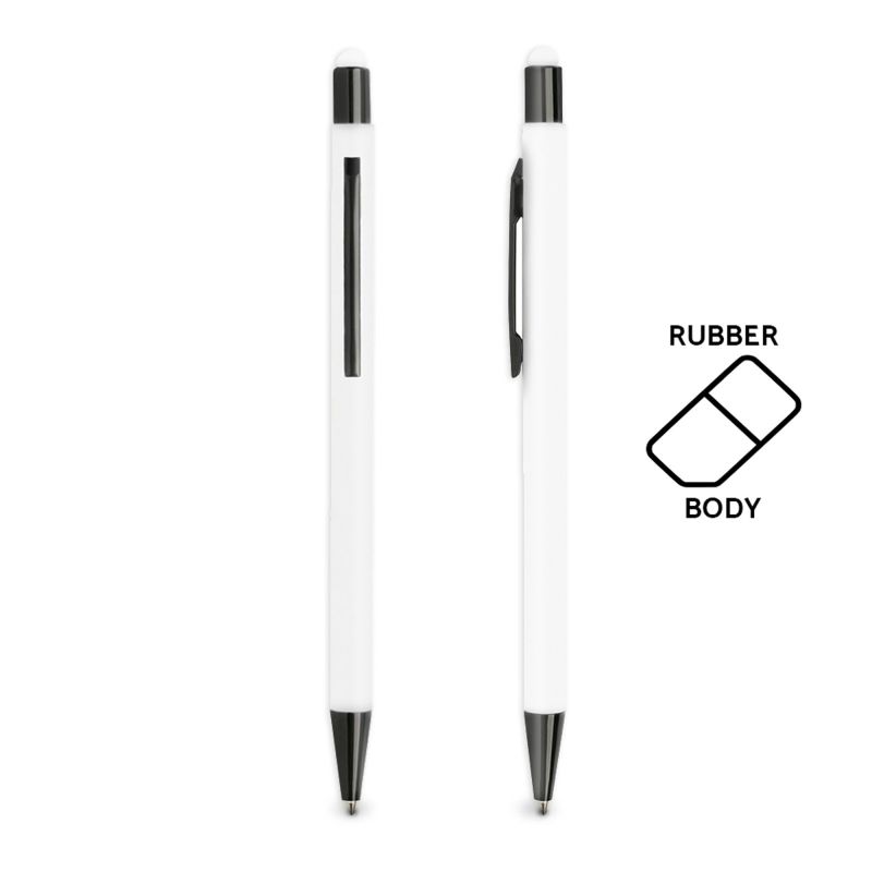 Aluminium ballpoint pen, with rubber finish and touch function