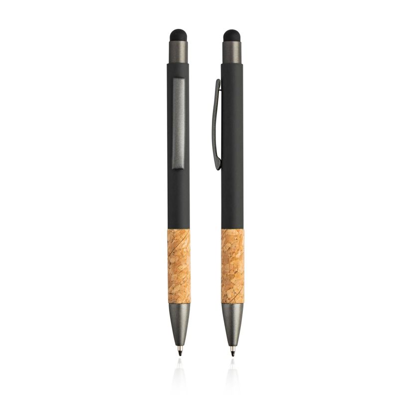 Merge Ballpoint Pen in aluminium and cork with rubber finish and touch