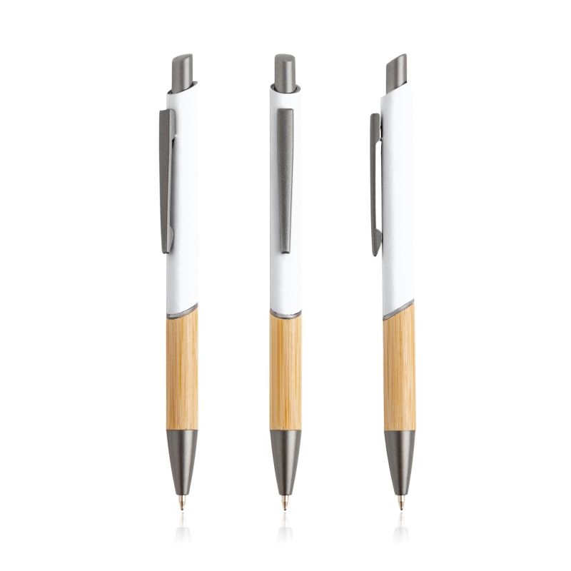 'Ballpoint Pen in recycled aluminium, bamboo grip'