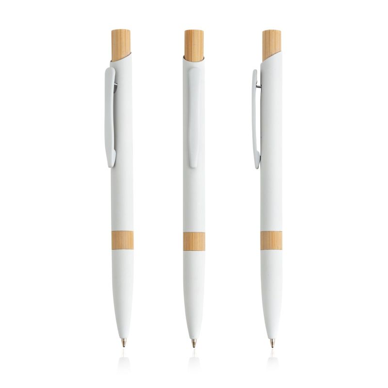 Aluminium Ballpoint Pen with Bamboo Details
