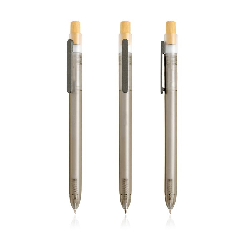 OPC Translucid Ballpoint Pen in Ocean Recycled PC, Translucent, Bamboo Detail