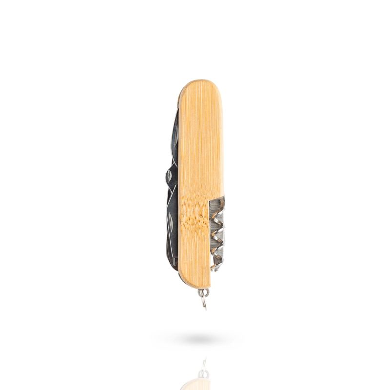 Multiblade Bamboo and Stainless Steel Multifunction Pocket Knife