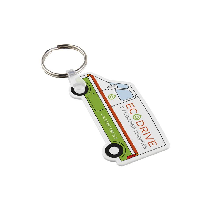 Recycled keyring in the shape of a "Tait" van