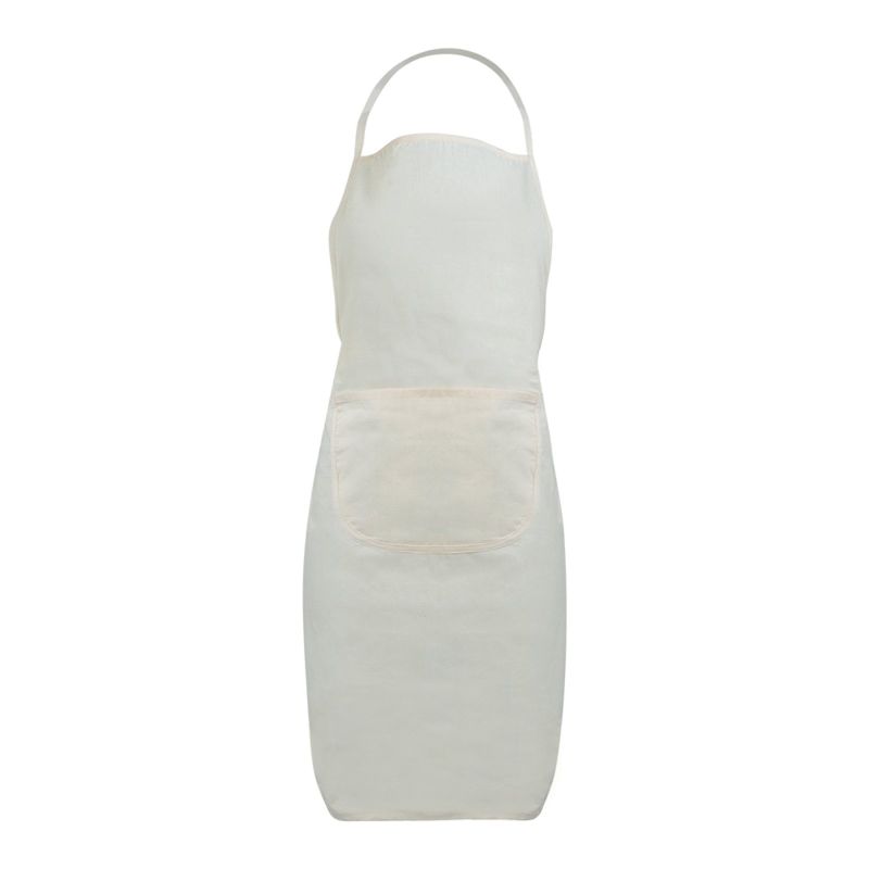 Apraw Apron in raw cotton fabric with pocket, 100% cotton