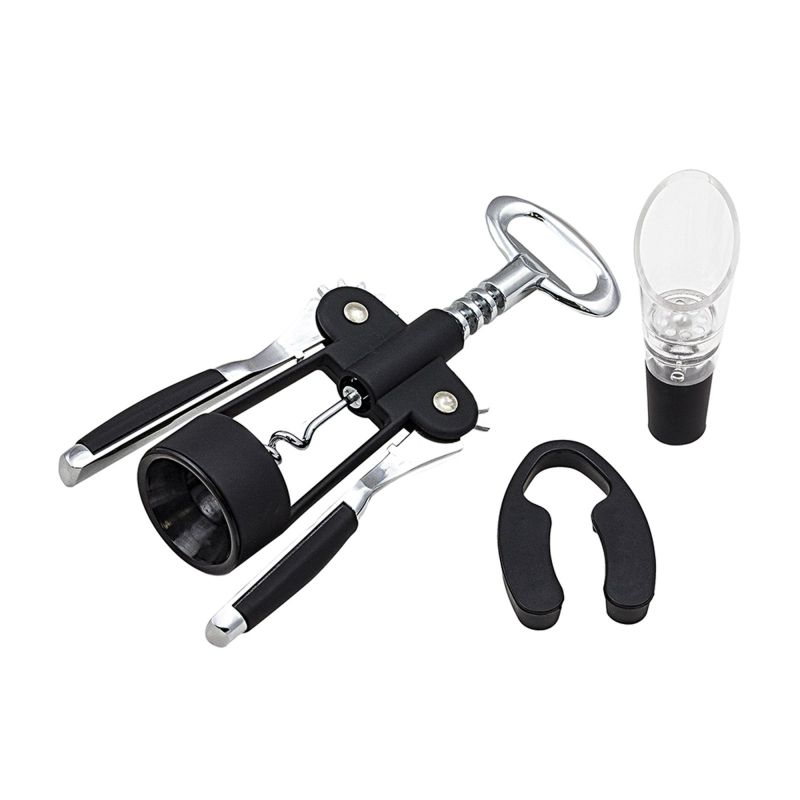 Finwine Stainless Steel Wine Set, with Corkscrew, Foil Cutter, Decanter and Capsule Cutter
