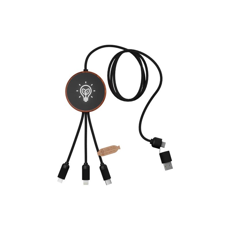 RPET 5-in-1 luminous logo charging cable and 10W charging base "SCX.design C40"
