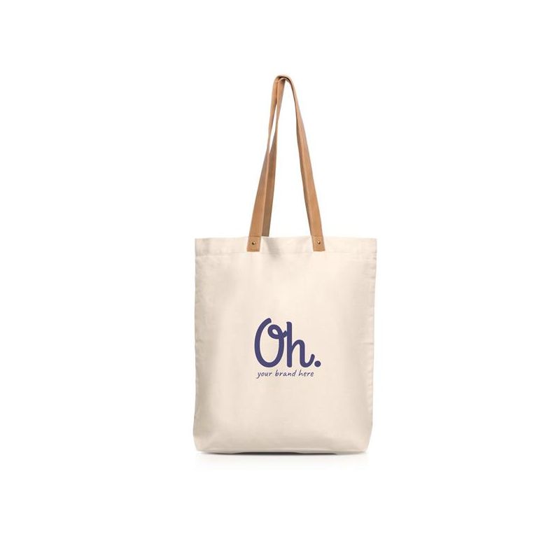 Peachy Cotton Bag with PU Handles